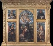 Girolamo Romanino Polyptych of the Nativity,with Saints Alexander,Jerome,Gaudioso and Filippo Benizzi painting